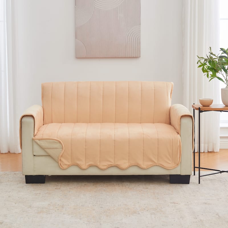 Velvet Loveseat Cover Pet Furniture Protector - Peach