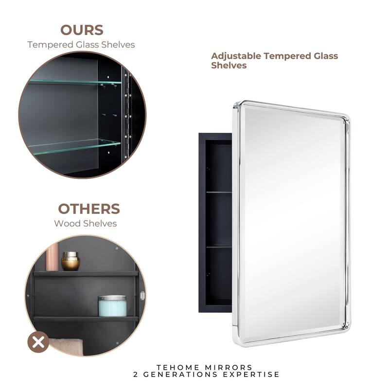TEHOME Eldee Rectangle Metal Framed Bathroom Medicine Cabinet