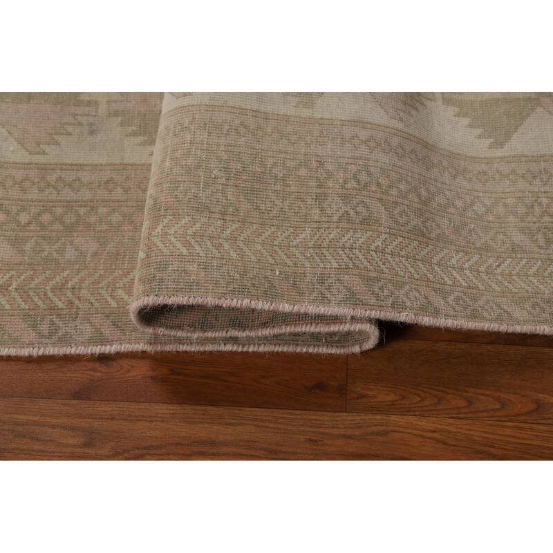 Geometric Balouch Oriental Vintage Runner Rug Handmade Wool Carpet - 3'4"x 6'10"