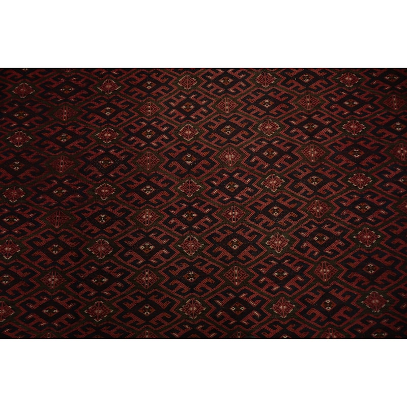 Hand Knotted Oriental 100% Wool Carpet Traditional All-Over Red Sumak Area Rug - 10' 7'' X 6' 9''