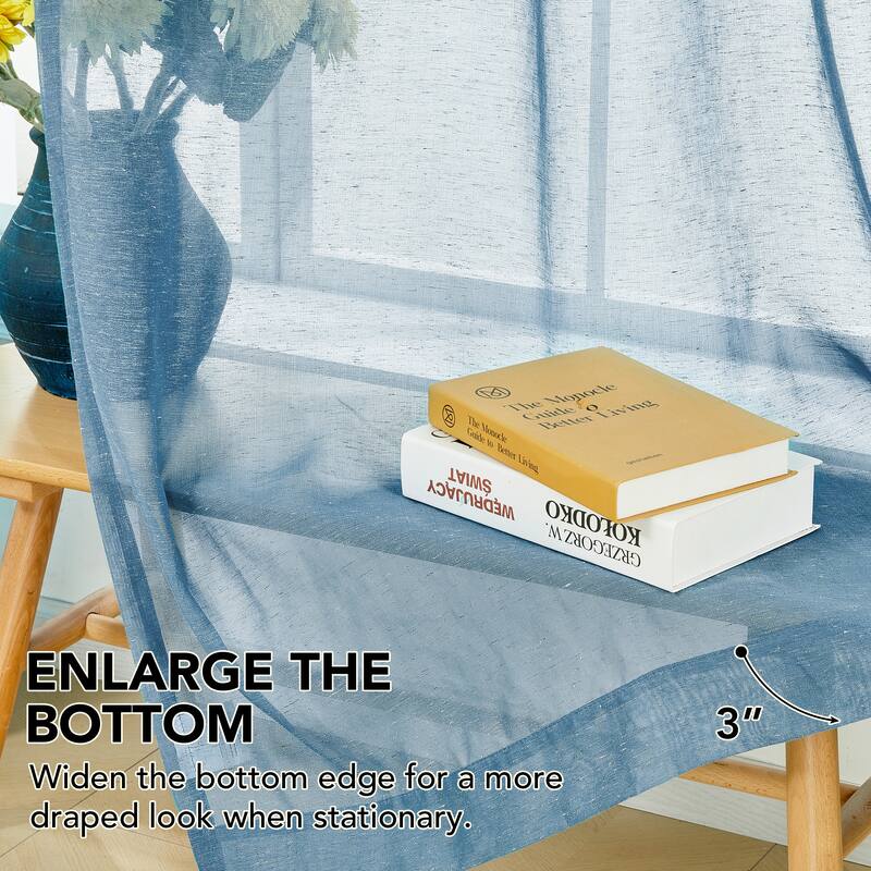 Deconovo Textured Faux Linen Sheer Curtains, 2 Panels, OEKO-Certified
