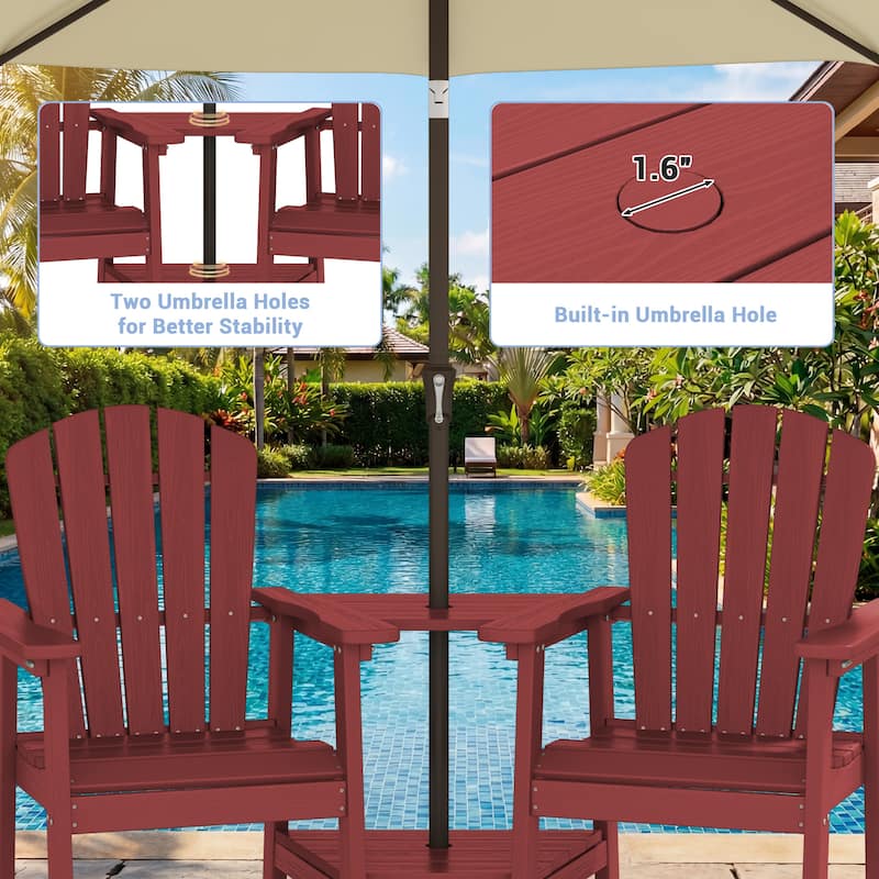 Outdoor Tall Adirondack Chair Set of 2 with Connecting Tray