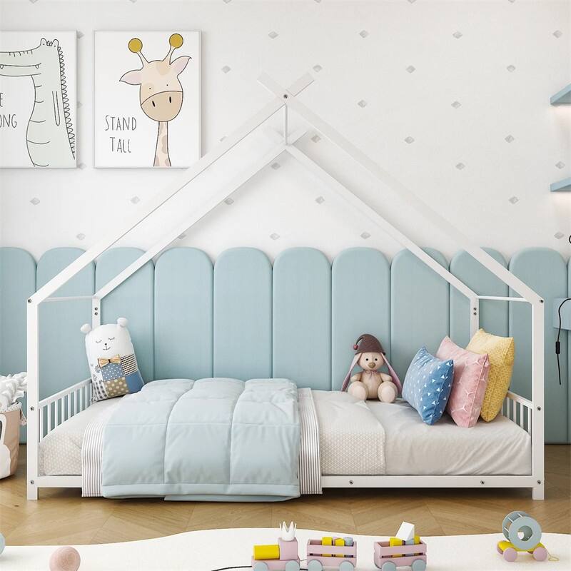 Twin Size Montessori Floor Bed Metal House Bed Frame For Kids