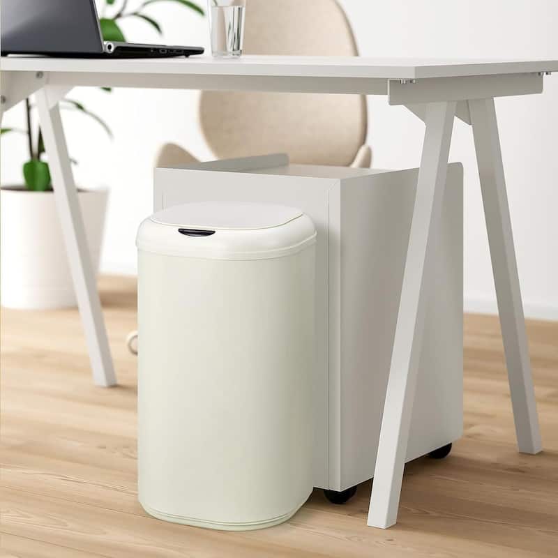 8 Gallon Smart Sensor Touchless Automatic Trash Can for Home Office - Off-White