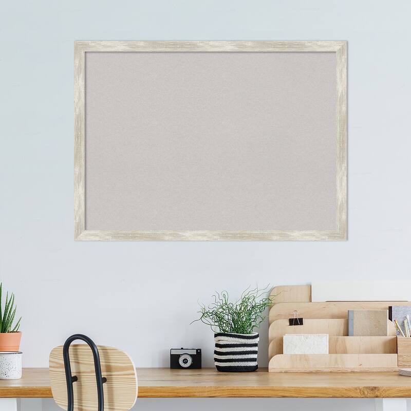 Crackled Metallic Narrow Framed Grey Corkboard Bulletin Board