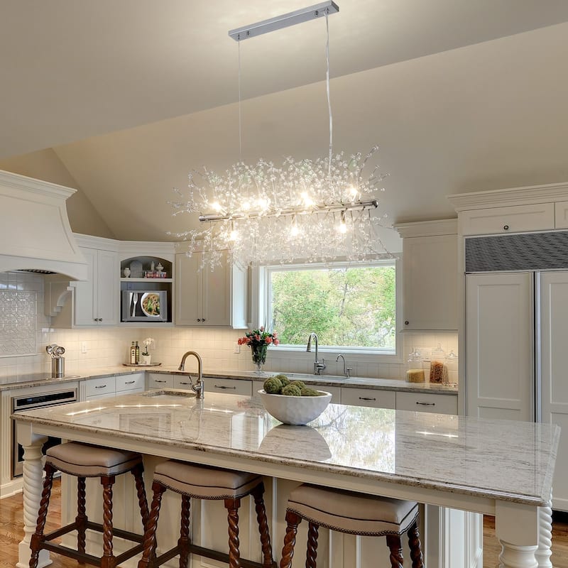 9 - Light Modern Rectangle Fireworks Sputnik Chandelier for Kitchen Island