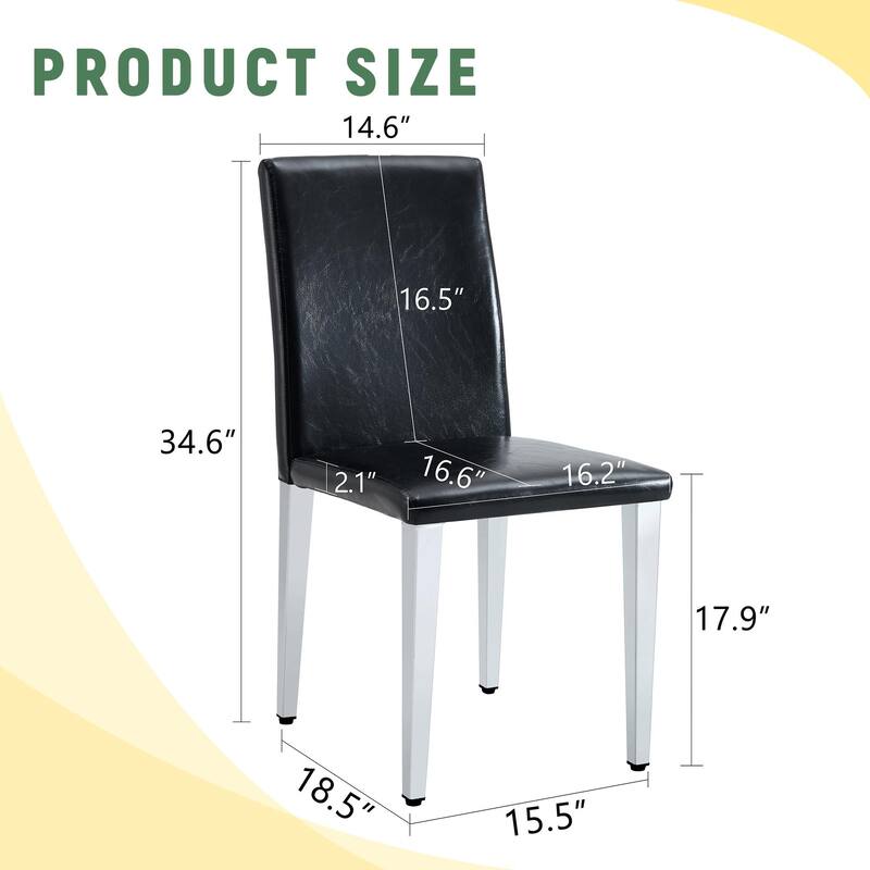 4Pcs PU Backrest Dining Chairs for Minimalist and Modern Home Styles