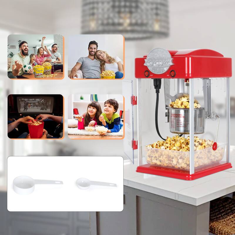Popcorn Maker Machine with 6 Oz Stainless Steel Kettle Countertop Popper