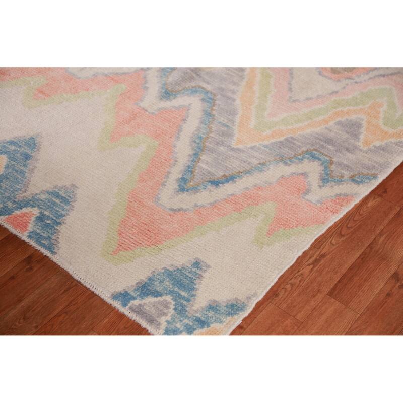 Hand Knotted Oriental 100% Wool Carpet Transitional All-Over Multi-Colored Oushak Area Rug - 10' 0'' X 8' 1''