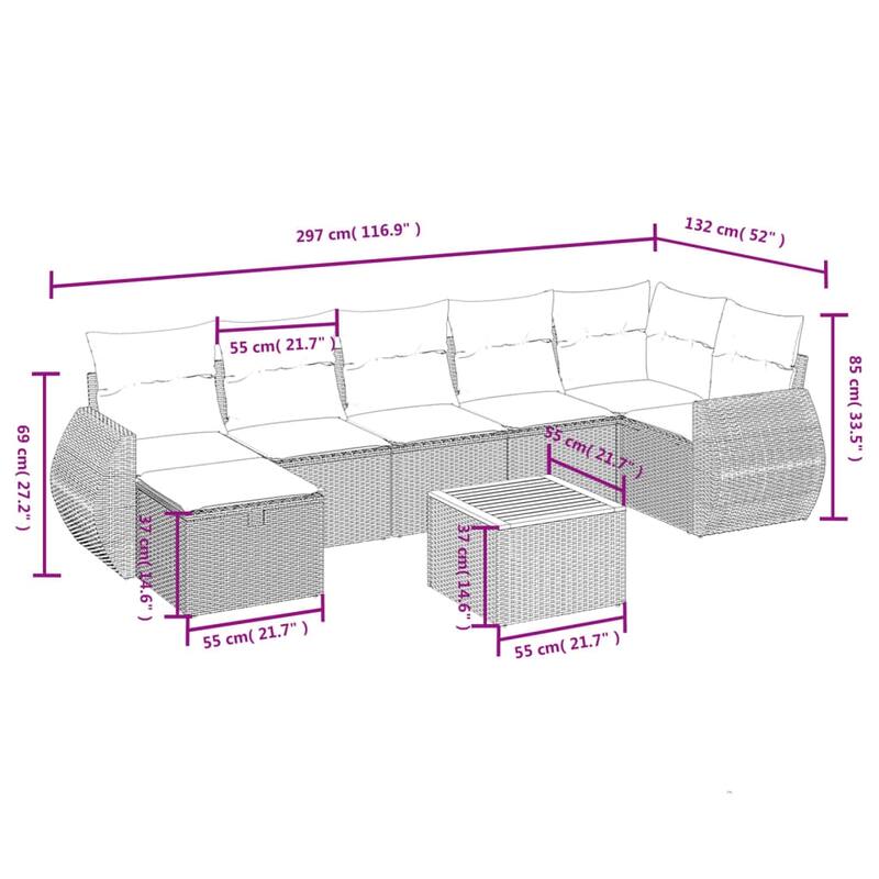 8-Piece Patio Sofa Set