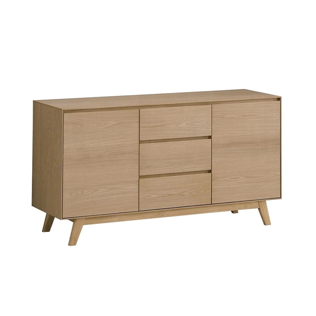 3 Drawers and 2 Doors Wooden Server in Oak Finish