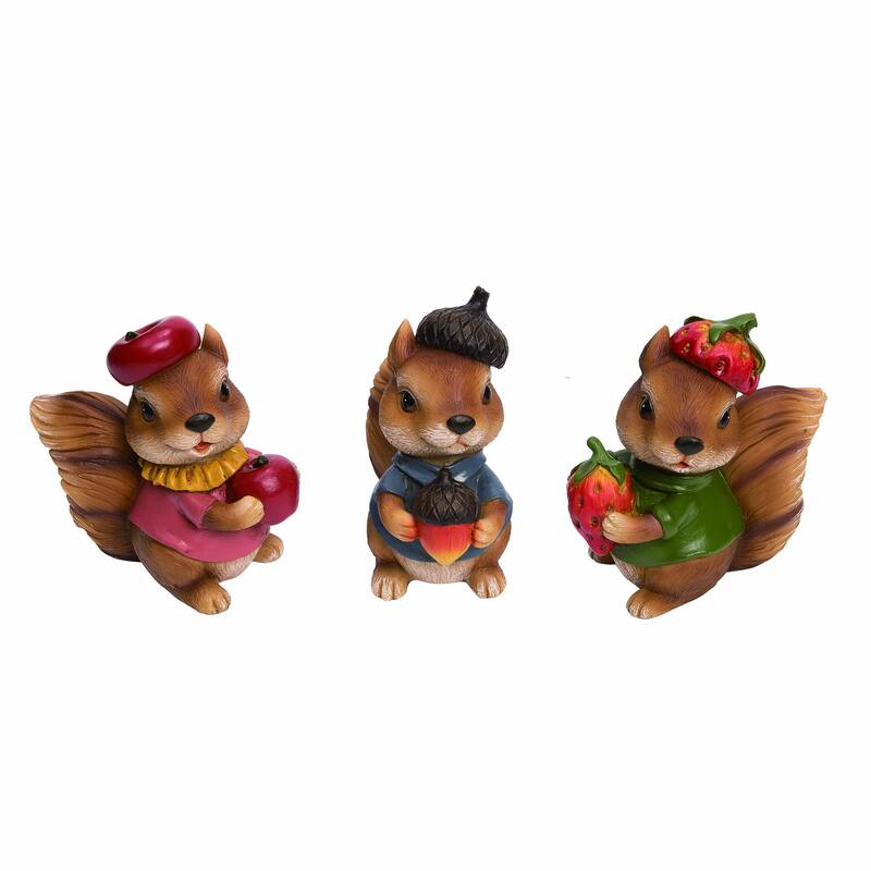 Transpac Large Resin Whimsical Squirrel Figurine Set of 3 Spring Home Decorations