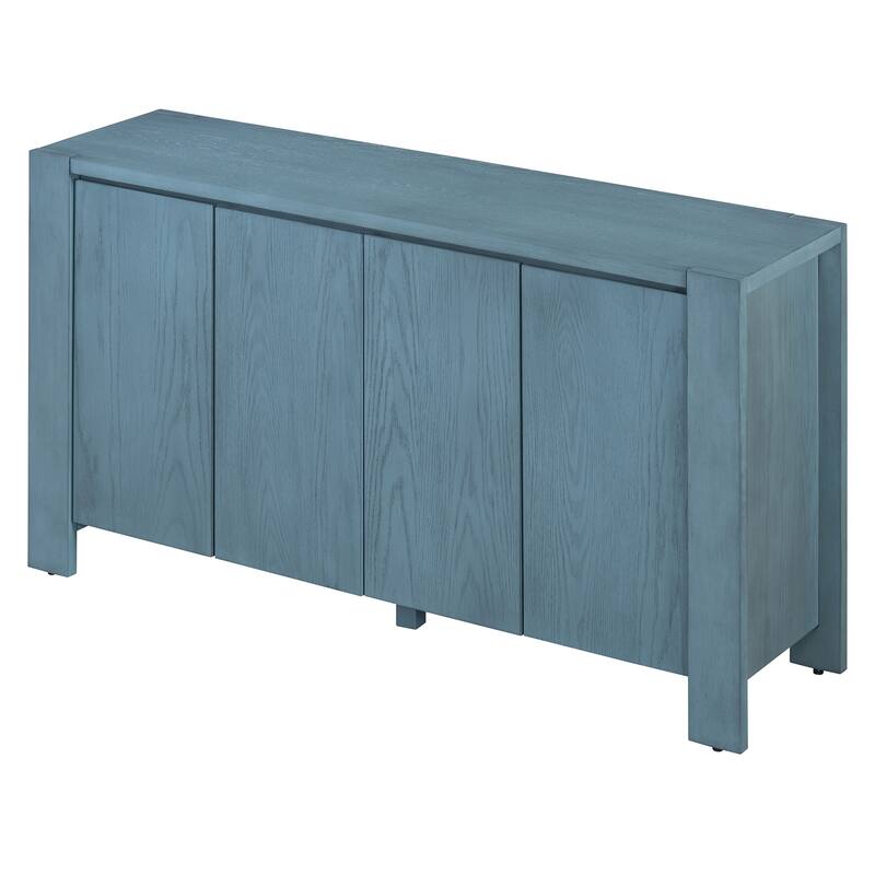 Retro 4-Door Sideboard with Distressed and Adjustable Shelves