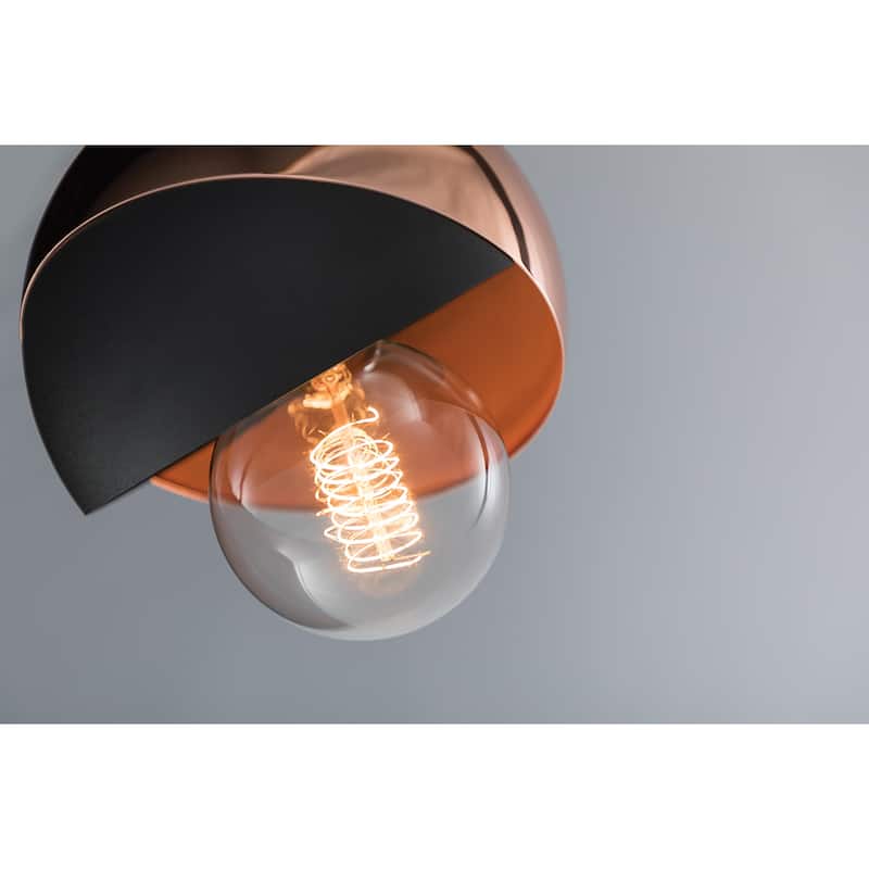Mitzi by Hudson Valley Emma 1-light Polished Copper Wall Sconce with Black Accents