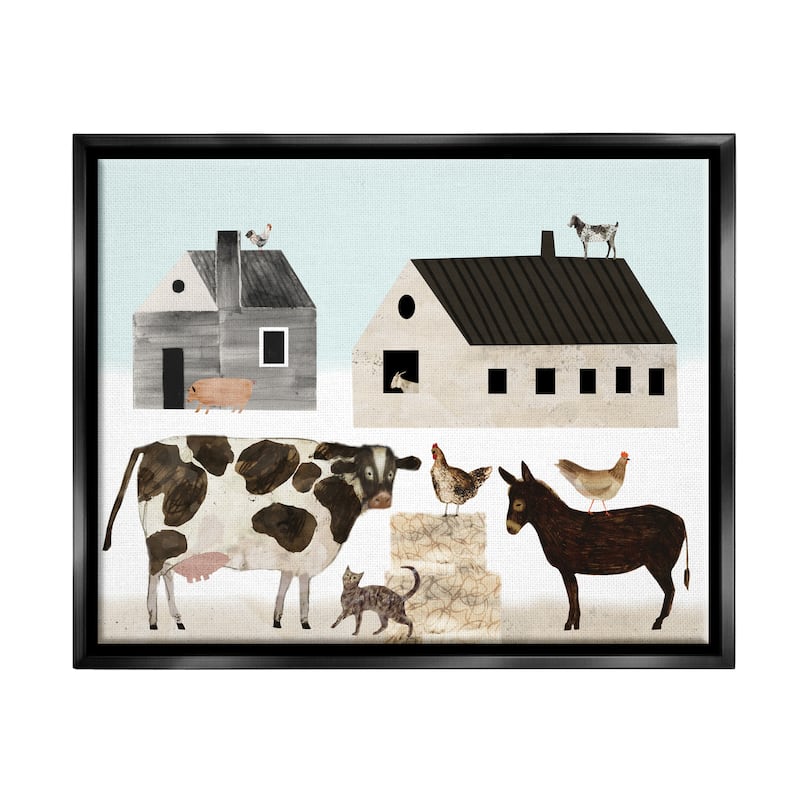 Stupell Minimal Farm Animals Barn and Home Floater Frame - Multi-Color ...