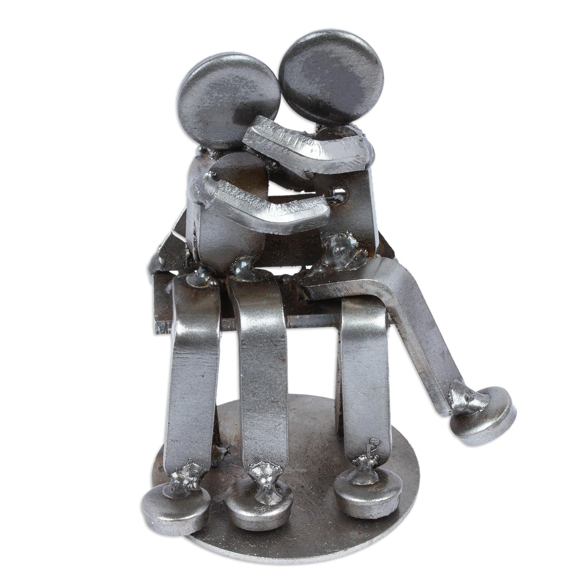 Novica Handmade Affectionate Lovers Recycled Auto Parts Figurine