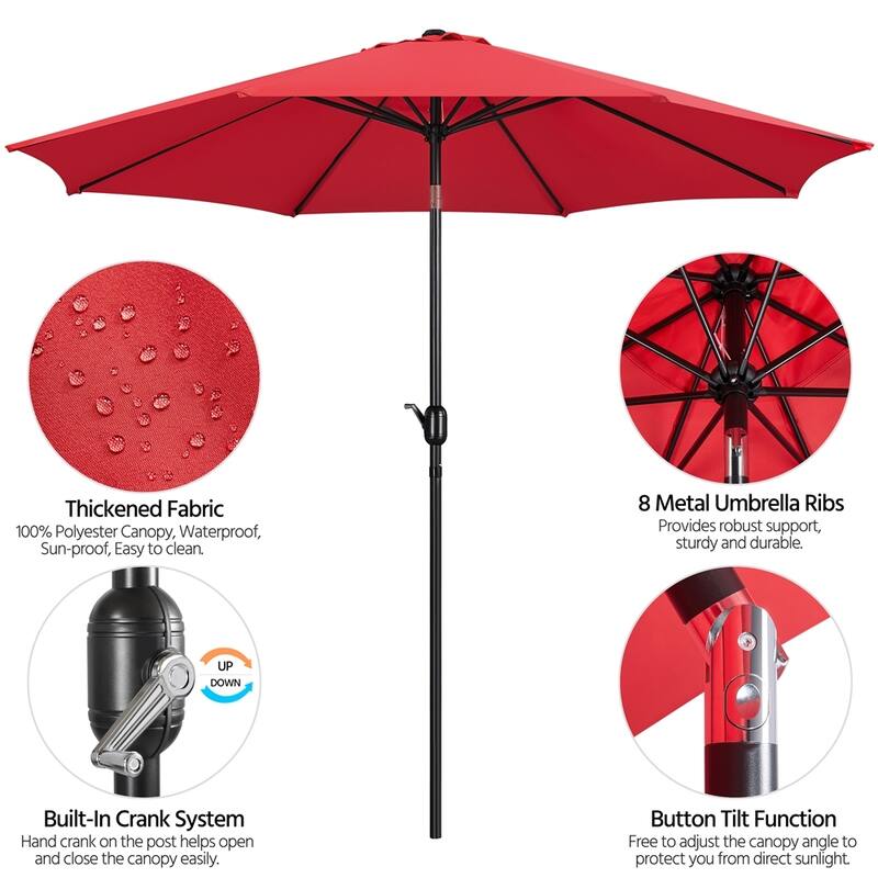Yaheetech 10FT Patio Umbrella Outdoor Umbrella for Garden, Deck, Backyard, Pool, Beach