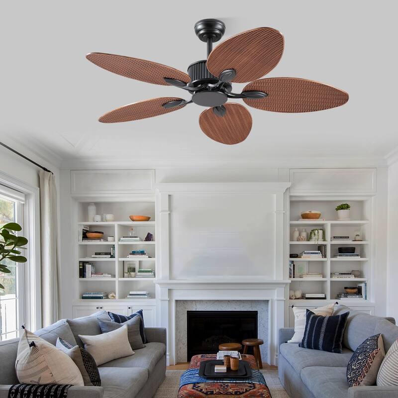 50 Inch Tropical Palm Tropical Indoor/Outdoor Ceiling Fan DC Motor Remote Control - 50 Inches