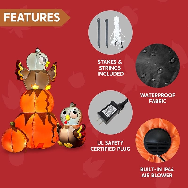 6FT Inflatable Turkey and Pumpkin Set