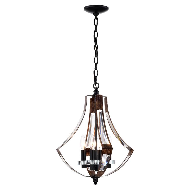 Fabiola 15 Inch Mid-Century Vintage Style Antique Painted Finish Ceiling Crystal Lighted Pendant Chandelier 4-Light - N/A
