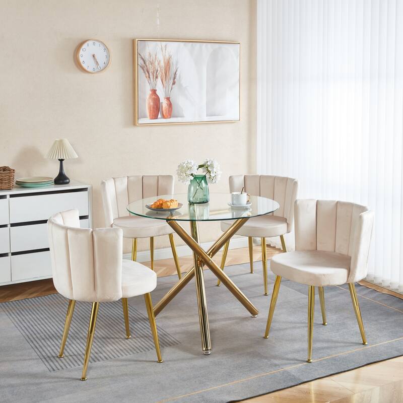 Modern Dining Chair(Set Of 2 ) With Iron Tube Legs, Velvet And Comfortable Backrest, Suitable For Dining Room Living Room