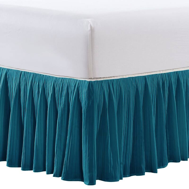 Serenta Pleated Bedskirt 18" Drop - 32 Color Options - Twin - pagoda blue