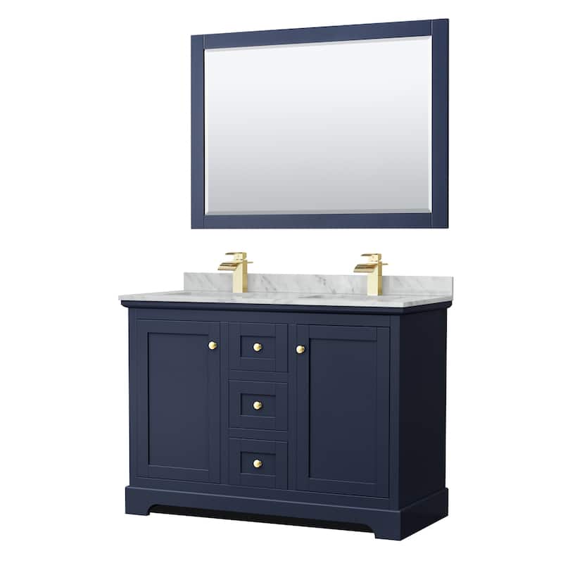 Avery 48-Inch Double Vanity Set with Square Sinks, 46-Inch Mirror