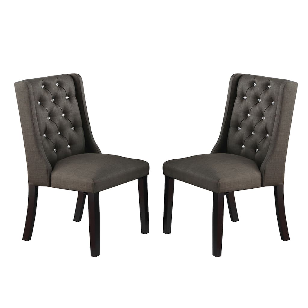 Set of 2 Polyfiber Upholstered Dining Chairs, Espresso