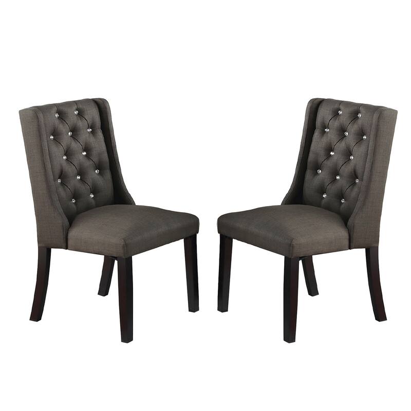 Set of 2 Polyfiber Upholstered Dining Chairs