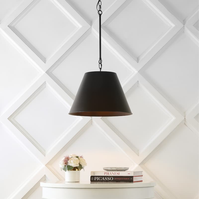 Henry 12" 1-Light Industrial Farmhouse Iron LED Pendant, Oil Rubbed Bronze by JONATHAN Y