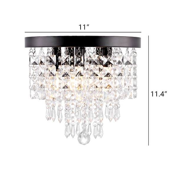 dimension image slide 1 of 4, GetLedel Modern 5-Light Crystal Flush Mount Chandelier