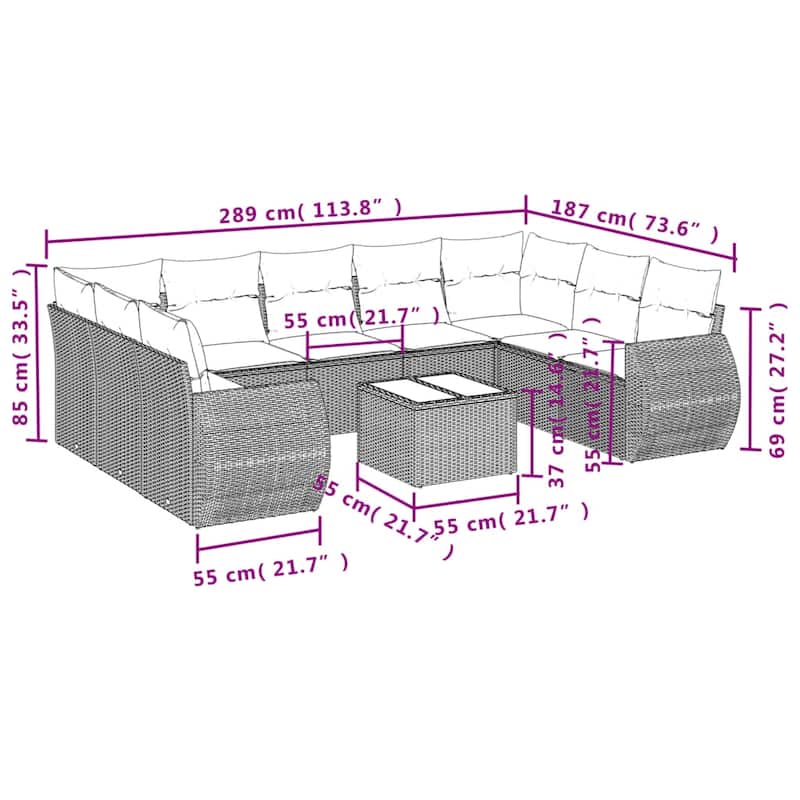 vidaXL Garden Sofa Set Black