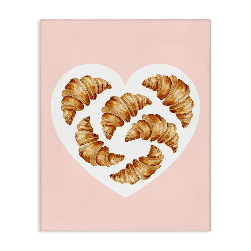 Stupell Morning Croissants in Heart Shape Canvas Wall Art Design By Lil' Rue