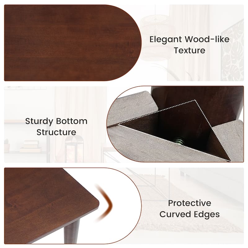 48 Inch Brown Rectangular Dining Room Table with Sturdy Rubber Wood Legs for Family Meals - 48" x 27.5" x 30" (L x W x H)