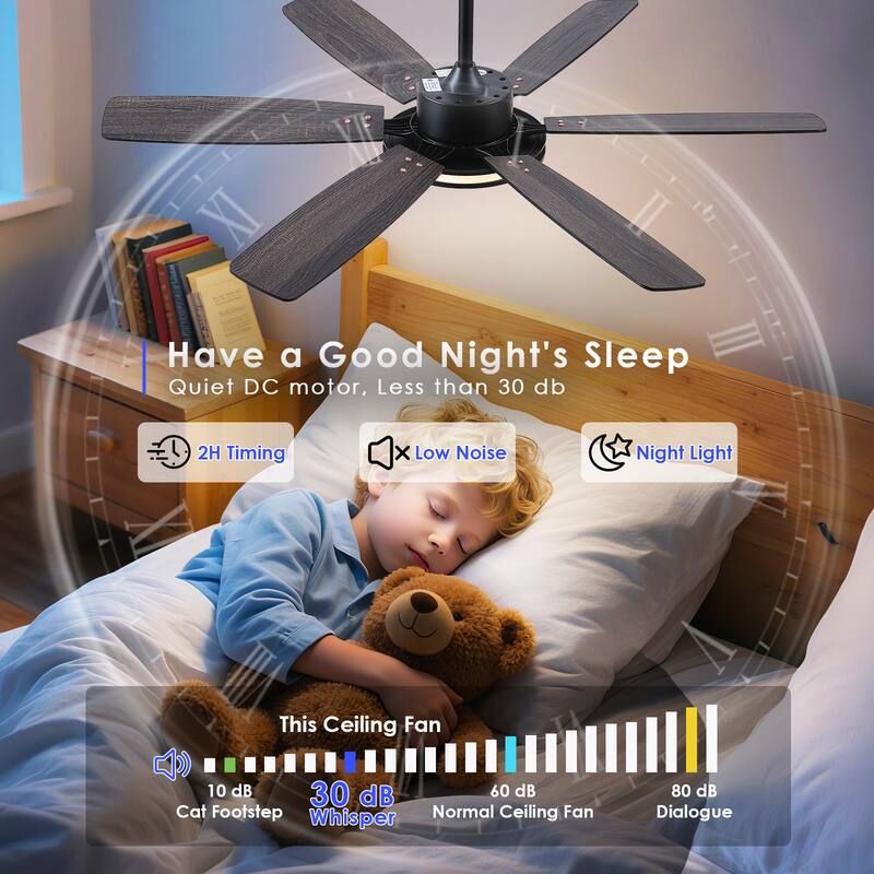 52" Ceiling Fan with Light and Remote,3 Color LED Light,Retracable Blades - 52 Inches