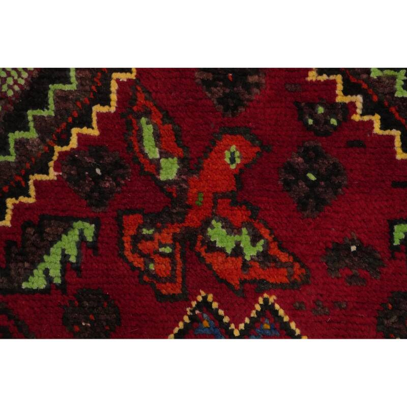 Hand Knotted Oriental 100% Wool Carpet Traditional Medallion Red Shiraz Area Rug - 5' 7'' X 4' 2''