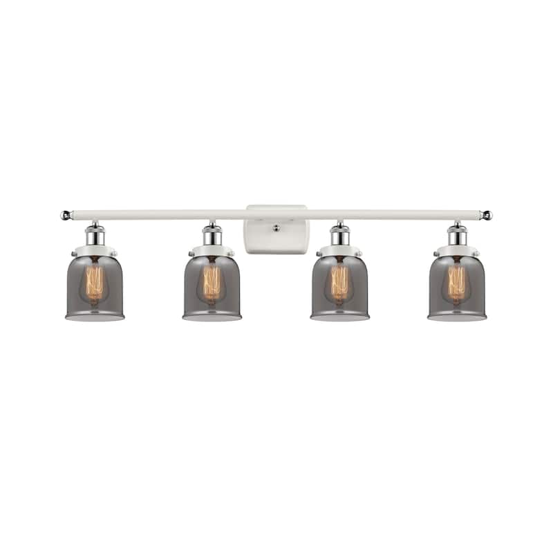 Innovations Lighting 916-4W-12-36 Bell Vanity Bell 4 Light 36" Wide - White and Polished Chrome / Plated Smoke