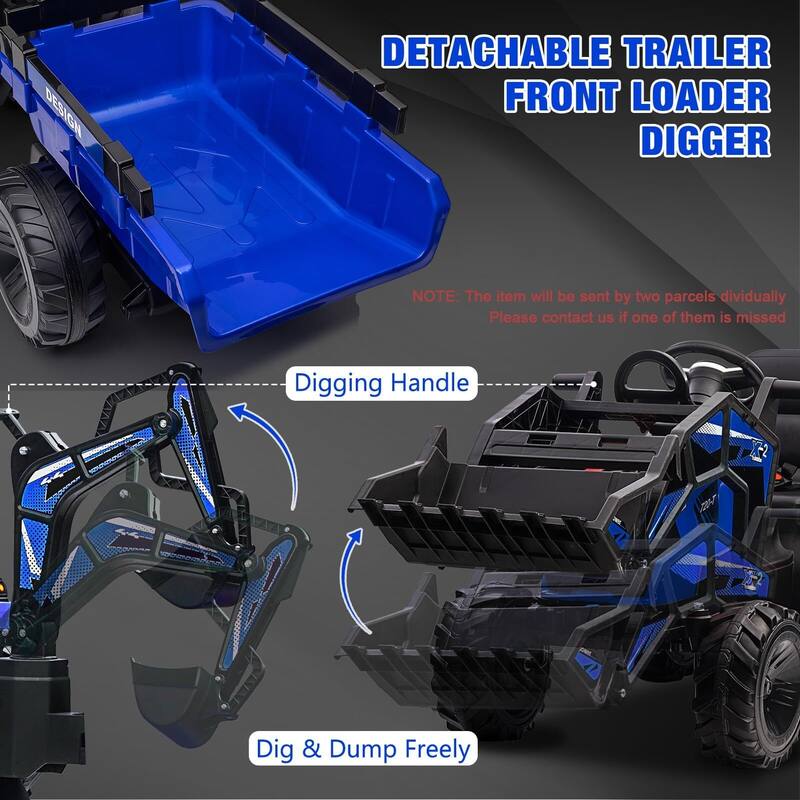 3 in 1 Ride on Tractor, Excavator & Bulldozer