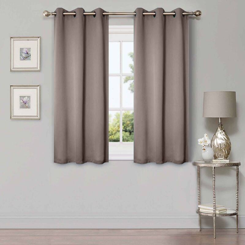 Superior Solid Machine Washable Room Darkening Grommet Blackout Curtains, Set of 2
