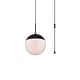 preview thumbnail 3 of 9, Elian 1-Light Plug in Pendant with Frosted White Shade - Black - 10" Diameter