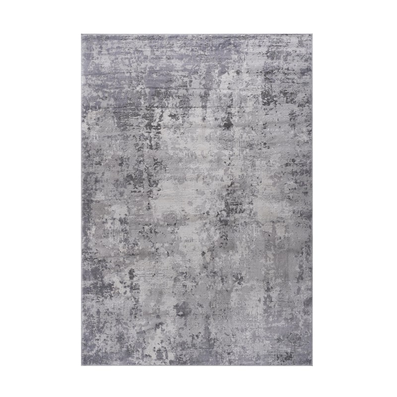 LOOM & LUXE Collection Light Grey/Abstract Non-Shedding Area Rug - 36" D x 24" W x 0.35" H