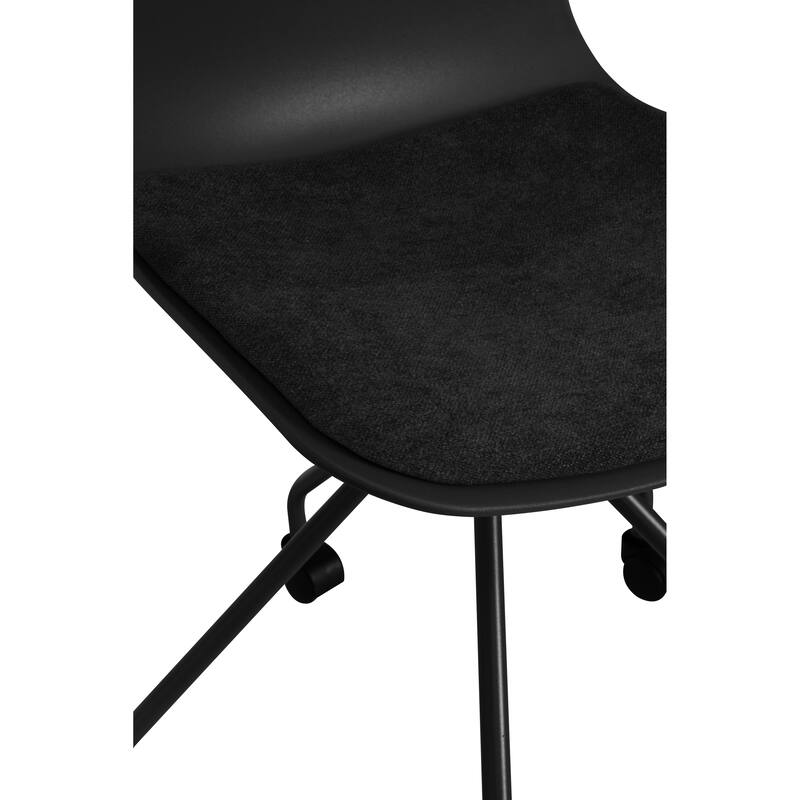Set of 2 Ergonomic Office Armless Task Chairs with Wheels Plastic Fabric Padded Seat Curved Round Metal Wire Legs for Computer