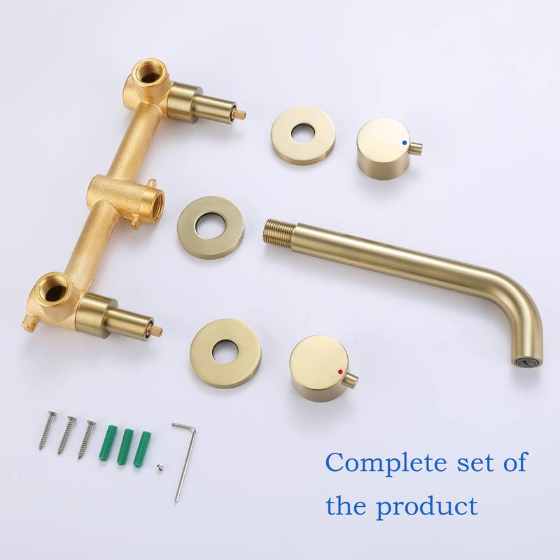 Modland Wall Mounted 3-Hole Bathroom Sink Faucet Widespread with 2 Handles