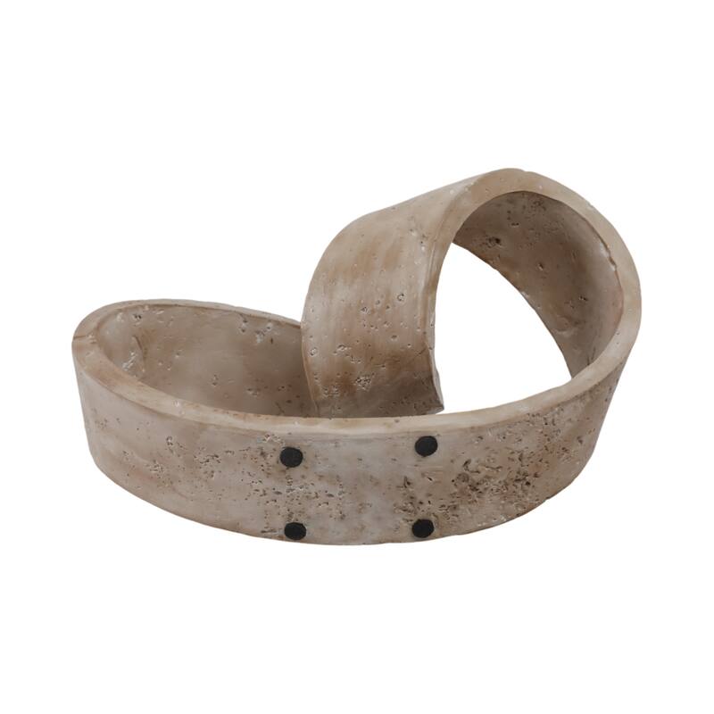 Resin Decorative Object Spiral Ribbon Design Modern Accent - 7" Tan - 11.5" x 6.5" x 7"