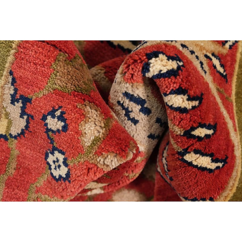 Hand Knotted Oriental 100% Wool Carpet Traditional All-Over Red Ziegler Area Rug - 10' 1'' X 7' 7''
