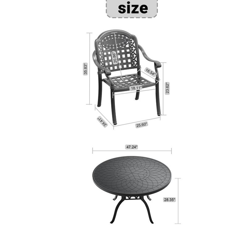5-Piece Set Of Cast Aluminum Patio Furniture With Cushions