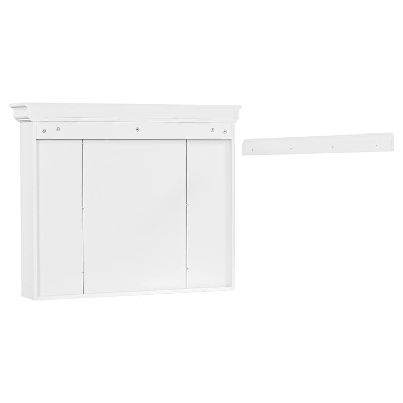 GDFStudio - Valence Modern Wall-Mounted Bathroom Storage Cabinet with Mirror and Open Shelves - 35'' x 28''