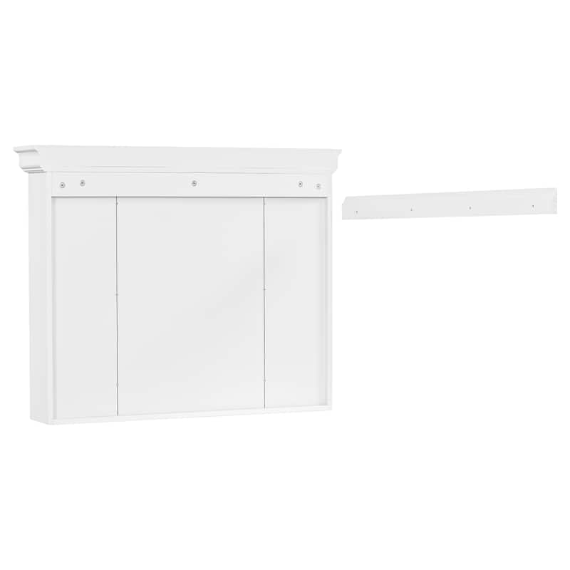 Roomfitters 35x28 Inch Wall Mounted Bathroom Storage Cabinet with Mirror Door and 6 Open Shelves
