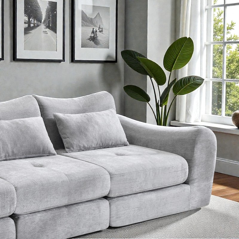 Modular Cloud Sofa, Convertible Folding Sofa Bed, 3-Seat Cushioned Sectional Couch for Living Room Bedroom