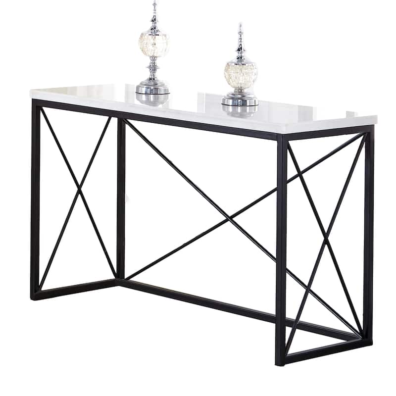 Steve Silver Havinga Modern White Marble Console Table